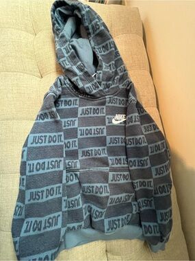 Nike Blue Checkerboard 'Just Do It' Pullover Hoodie